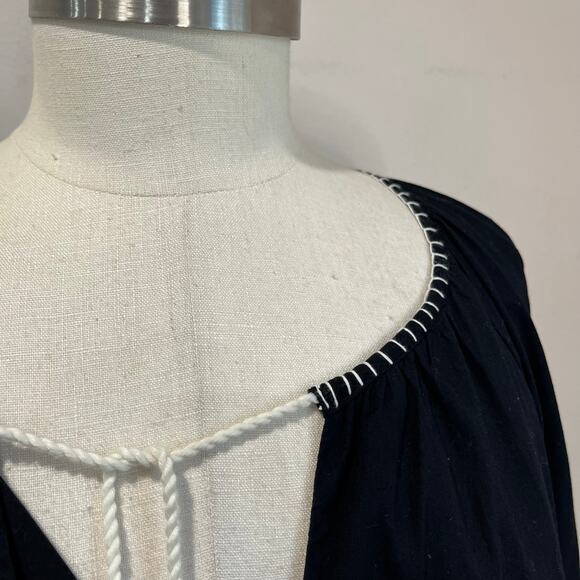 Chico’s Embroidered Boho Midi Dress Black White Size 3 XL 16 Resort Cruise - Picture 6 of 11